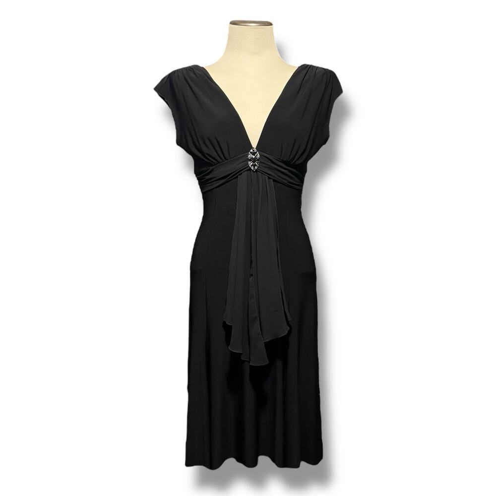 Bisou Bisou Michele Bohbot Dress Sleeveless Brooch Detail Black 8